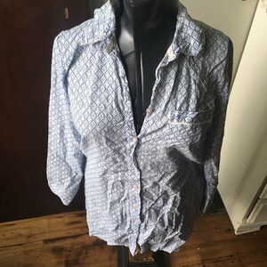 Victoria’s Secret S blue Moroccan button down sleep shirt